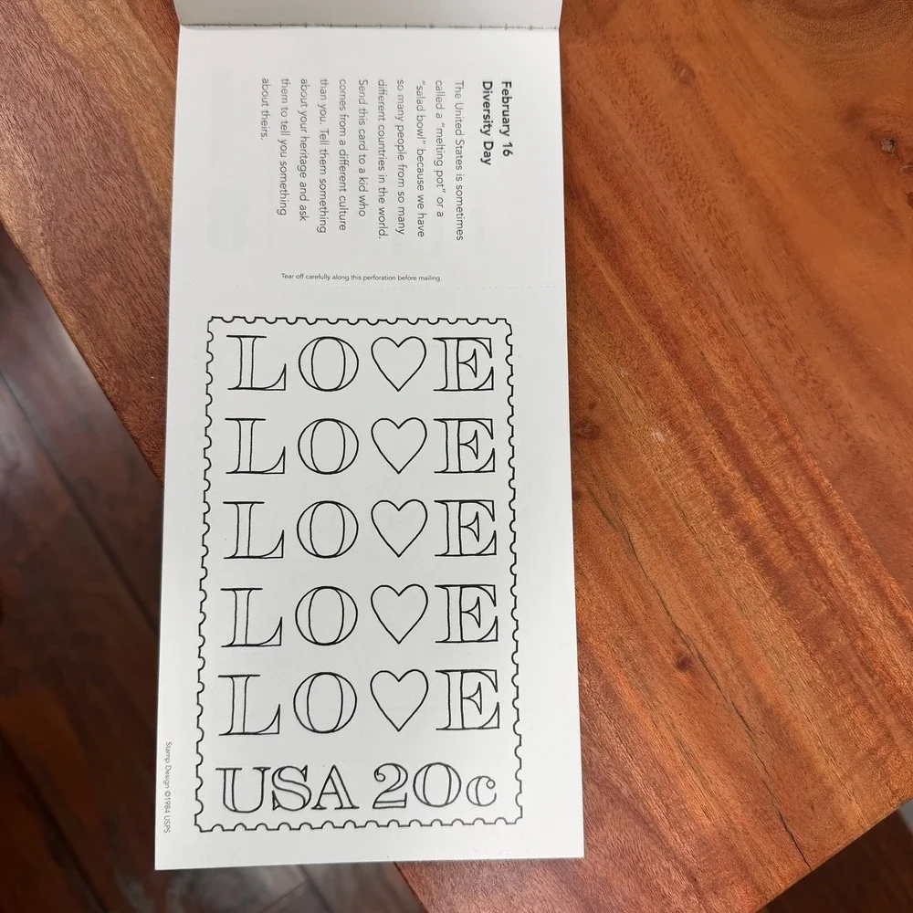 Spread‎ a Little Love Coloring Postcards Featuring Postage Stamp Art USPS